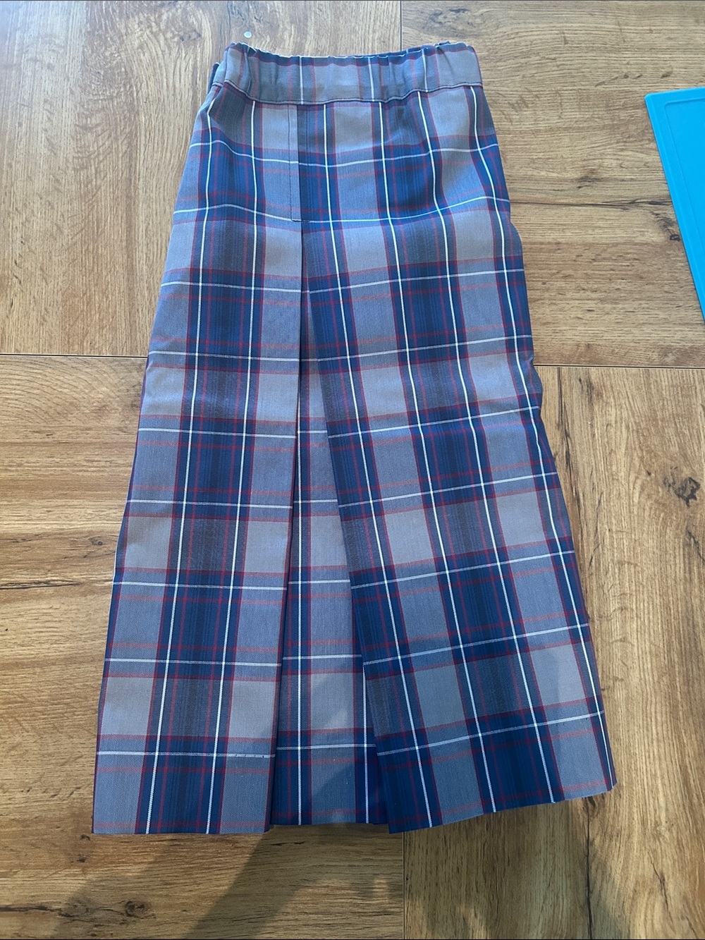 Plaid Pleated Skirt in Navy and Gray